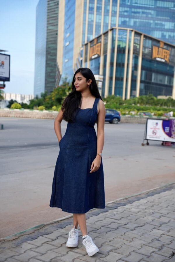 Indigo A-line dress
