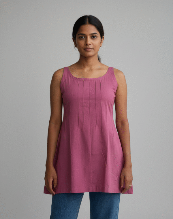 Sleeveless Pintuck A-Line Tunic