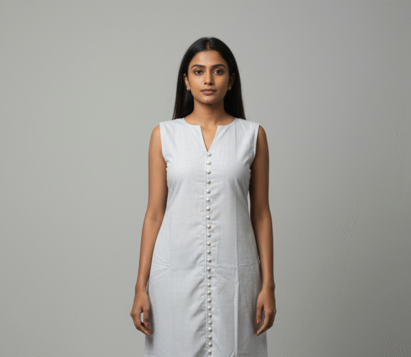 Sleek V-Neck Button-Down Long Tunic