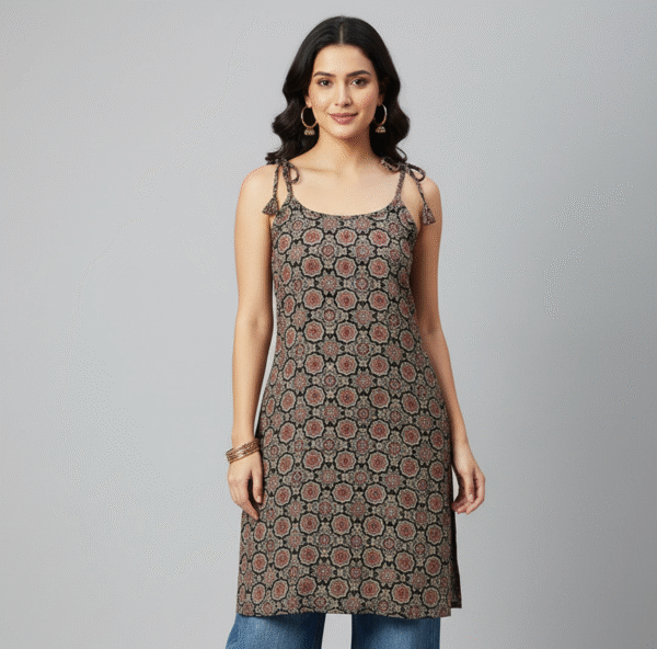 Patterned Strappy Kurta Top